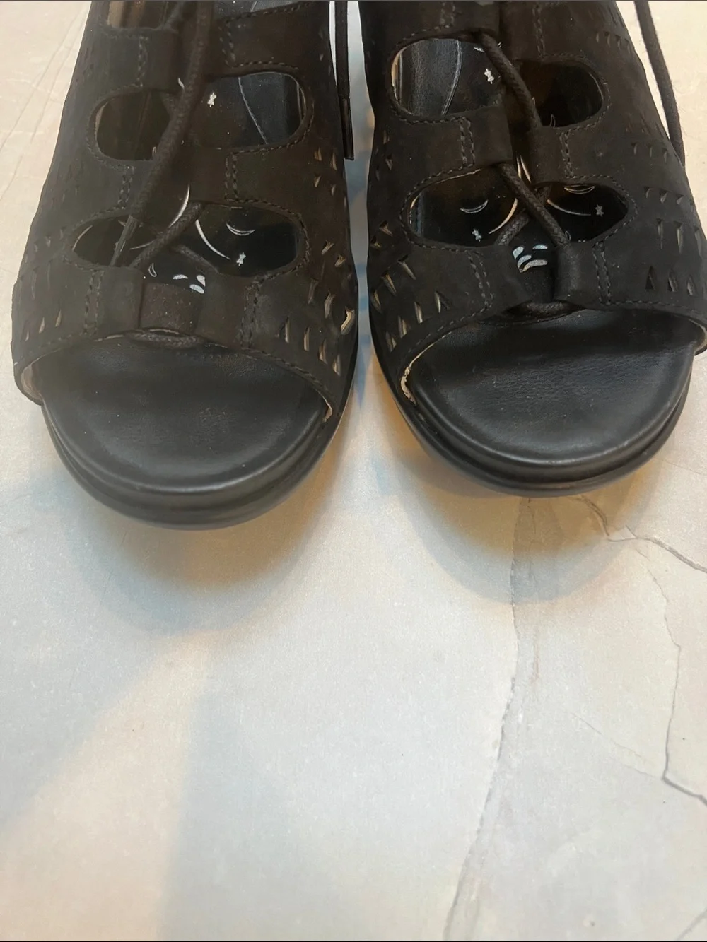 Abeo Goldie Metatarsal Black Nubuck Leather Lace Up Orthodic Heels